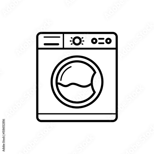 Minimalist Black Outline of Washing Machine for Laundry Use