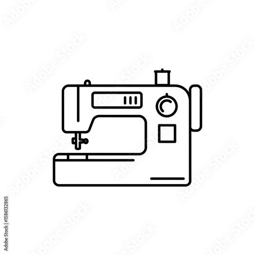 Minimalist icon of a sewing machine for home tailoring and crafts