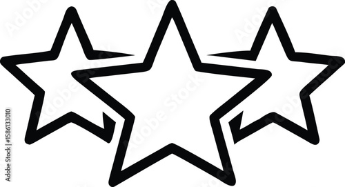 Three outlined star icons overlapping in a simple flat style illustration
