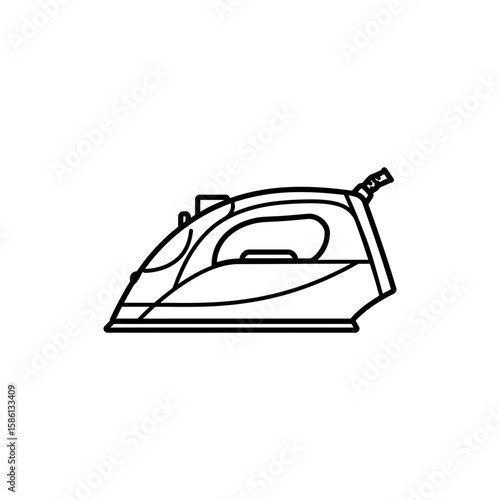 Thin Line Icon of an Electric Iron for Clothes Pressing