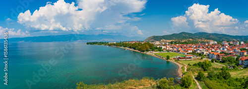 Panorama of Lake Ohrid and Ohrid City in North Macedonia