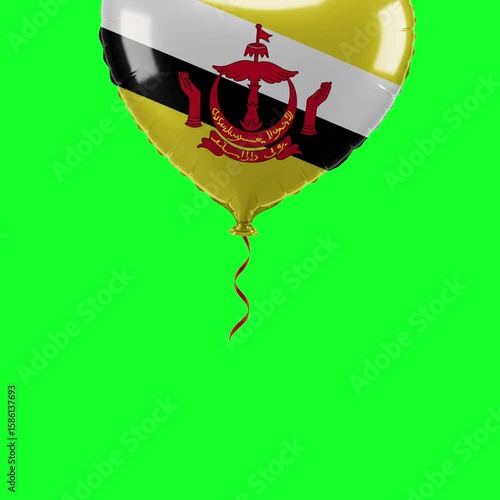 Brunei Flag Heart Balloon 4K Animation Green Screen
