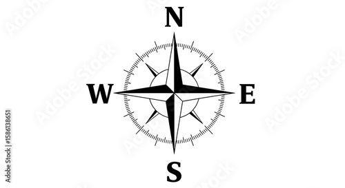 Navigate with Confidence: Black Compass Rose Graphic for Exploration and Orientation across Various Creative Projects and Designs.