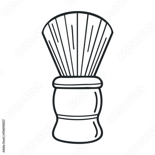 Minimalist shaving brush sketch with bristles and wooden handle. Outline vector illustration