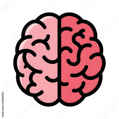 Pink and Red Human Brain Icon Vector Graphic isolated on a transparent background