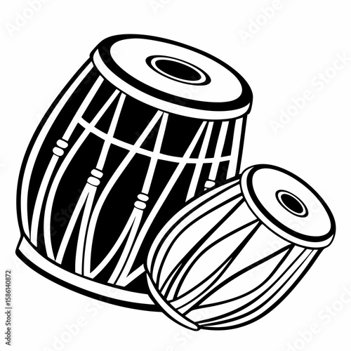 Tabla Drums Silhouette Vector - Indian Percussion Instrument