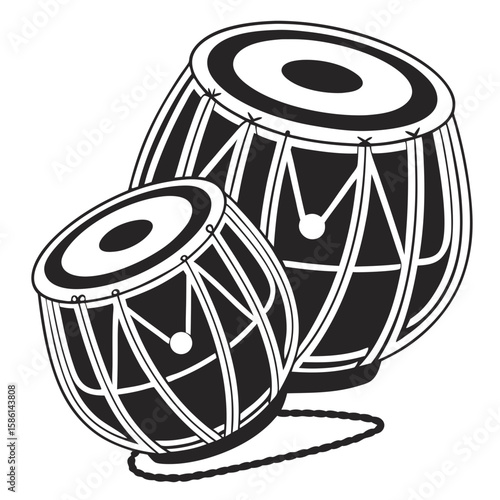 Tabla Drums Silhouette Vector - Indian Percussion Instrument