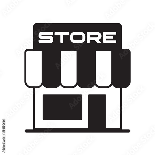 Online store marketplace or ecommerce shop flat vector icon for apps and websites