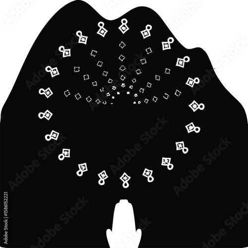 Floating glowing magic runes levitating in circle mystical enchanted fantasy illustration, Floating magic runes, Glowing rune levitation, Enchanted floating runes