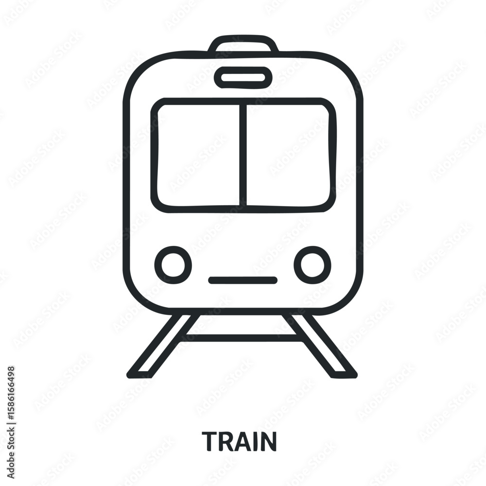 Minimalistic outline of a train front view in black and white. Outline vector illustration Minimalistic outline of a train front view in black and white. Outline vector illustration