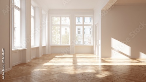 Wallpaper Mural Bright spacious empty living room with large windows and natural sunlight. Torontodigital.ca