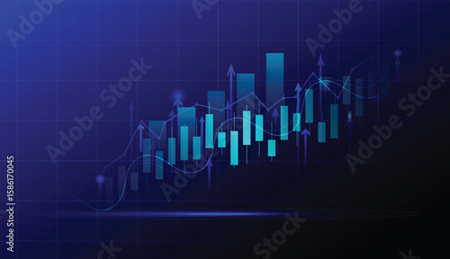 Candlestick Stock market graph trading analysis investment financial background. Cryptocurrency Stock Exchange Chart illustration vector design.
