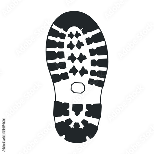 Rubber boot sole design with deep tread pattern for enhanced traction and grip. Hand drawn vector illustration