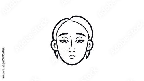 face of a woman with poker face expression, simple woman poker face line art illustration