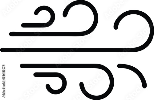 Wind icon, line art for weather forecast and nature designs