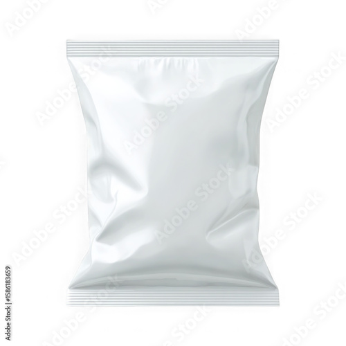 Blank white flexible pouch packaging for snacks or food products isolated on transparent background