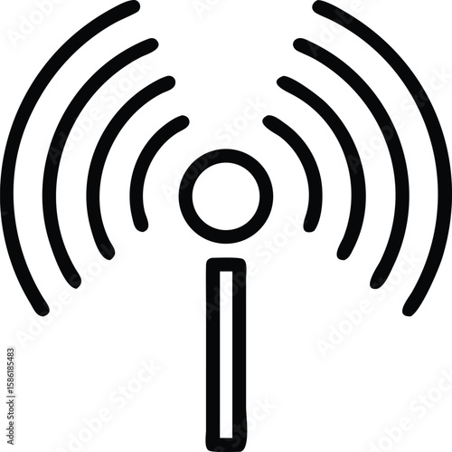 Wireless signal symbol vector, simple transmission waves, wifi connection, and internet technology