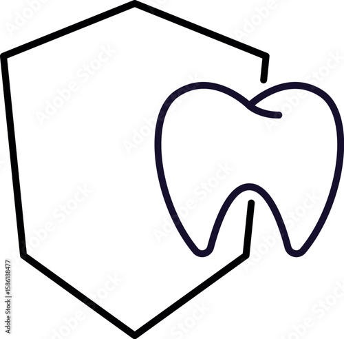 Tooth near Shield Outline Icon for Graphic and Web Design, Apps, Adverts, Various Cards