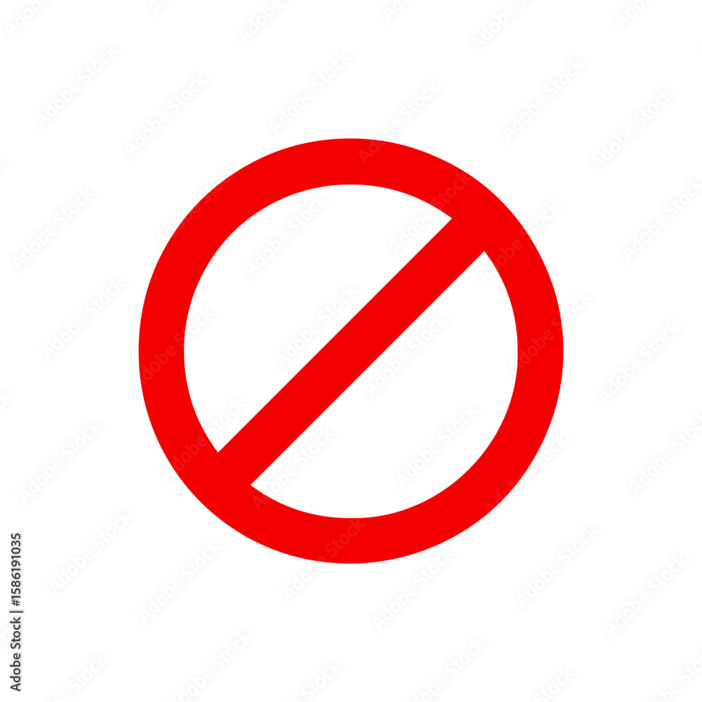 Red circle with a line through it. Red crossed out circle icon Red circle with a line through it. Red crossed out circle icon