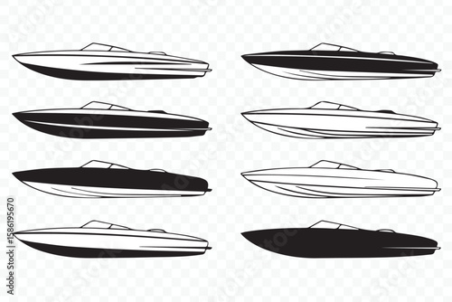 editable speed boat vector graphic elements with aerodynamic style for print, web, advertising and branding