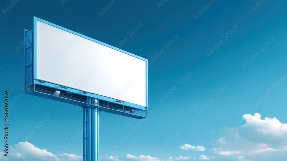 Fototapeta premium Large Empty Billboards on Blue Sky Background with Clouds for Advertising Displays.