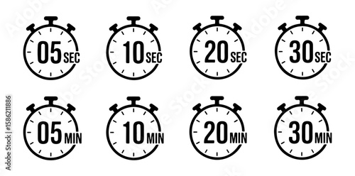 timer and stopwatch icon set vector

