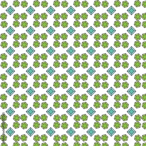 Green and Teal Geometric Gemstone Pattern Seamless Repeat