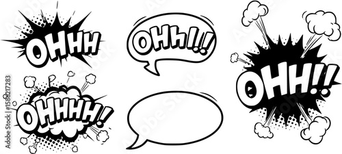 OHh Comic book explosion sound effect, Comic Speech Bubble

