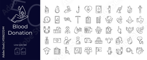 Blood Donation Line Editable Icons set. Vector illustration in modern thin line style of Blood Ddonation icons: blood, donation, plasma etc