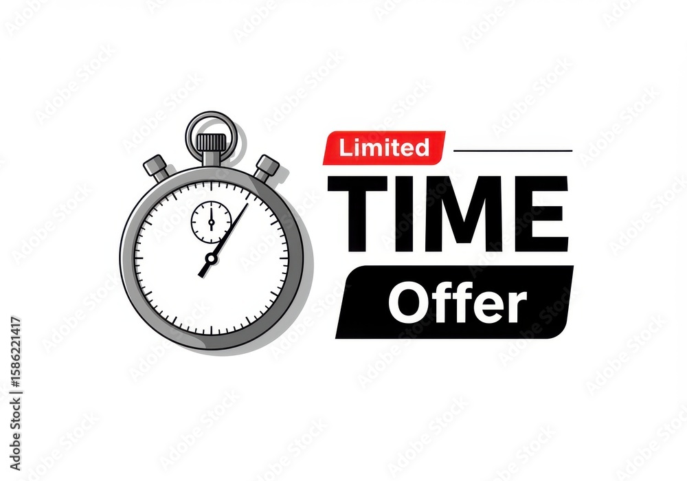 Limited time offer stopwatch graphic for sales and promotions Limited time offer stopwatch graphic for sales and promotions