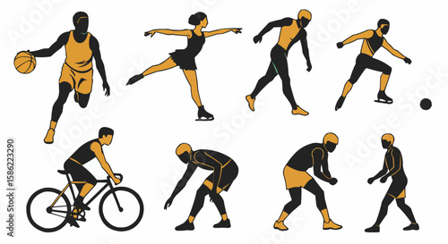 Collection of Athletes Performing Various Sports Activities.