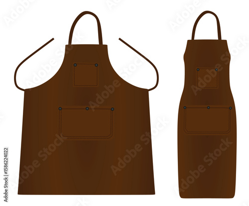 Brown jeans kitchen apron. vector illustration	
