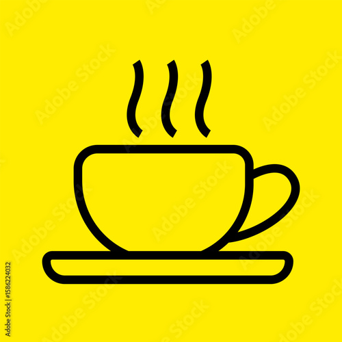 Coffee cup icon in contact with yellow