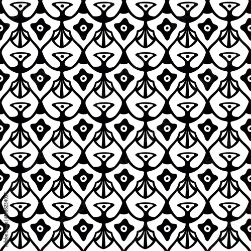 Oriental Ethnic seamless pattern. Ornamental fabric background. Black and White
