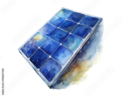 watercolor solar panel vector illustration isolated on white background
