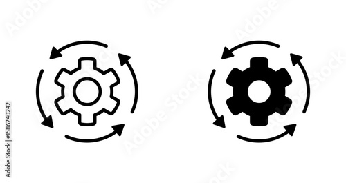 Business strategy, cog and rotating arrow icon