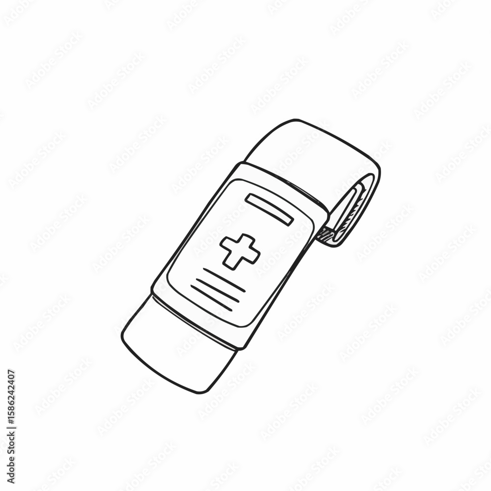 Hospital wristband in monochrome style for medical identification Hospital wristband in monochrome style for medical identification
