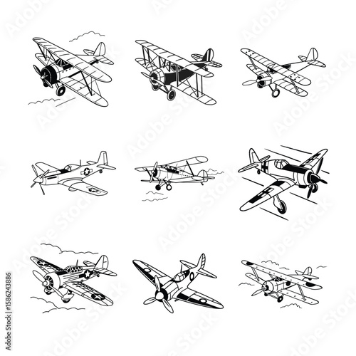 old school fighter jet plane side view artwork
