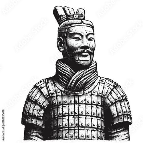 Terracotta Warrior Statue in Monochrome Style