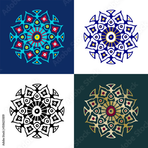 Evil Eye Logo. Mandala in oriental style. 