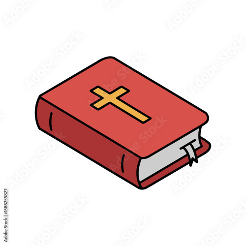 Holy Bible icon with christian cross symbol of faith and religion.