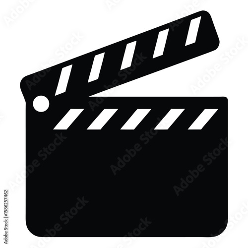 Black and White Movie Clapper Board with White Stripes Illustration Element