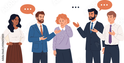 Business Teamwork Concept. Vector illustration in flat style of puzzle pieces with different people in business suits in each