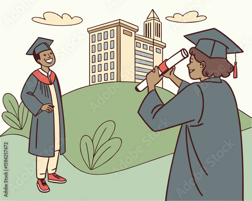 School Graduation Photoshoot Visual | Diploma Award Ceremony Image