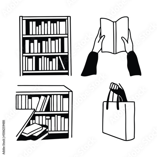 A collection of fashion clothing items including shirts, dresses, pants, and jackets for women