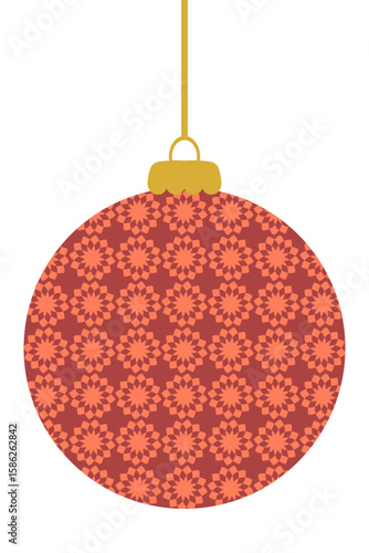 Simple flat style xmas bauble ornament decoration. Perfect for banner, flyer, label, postcard, sale, sticker, card. Isolated hand drawn vector illustration.