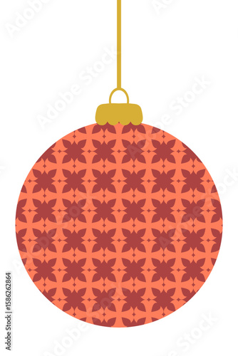 Geometric flat style Christmas bauble ornament decoration. Perfect for banner, flyer, label, postcard, sale, sticker, card. Isolated hand drawn vector illustration.