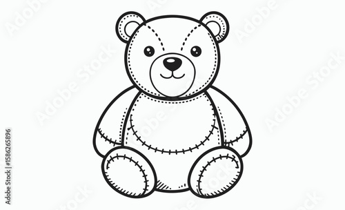Teddy bear outline, cute toy sketch, bear line vector, Teddy bear line art vector, Cute teddy outline icon 
