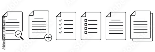set of paper document icon, assignment icon vector illustration symbol. 