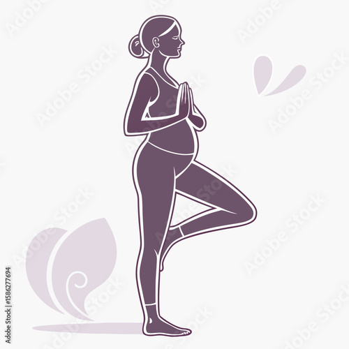 Pregnant Woman in Yoga Pose Silhouette pregnancy